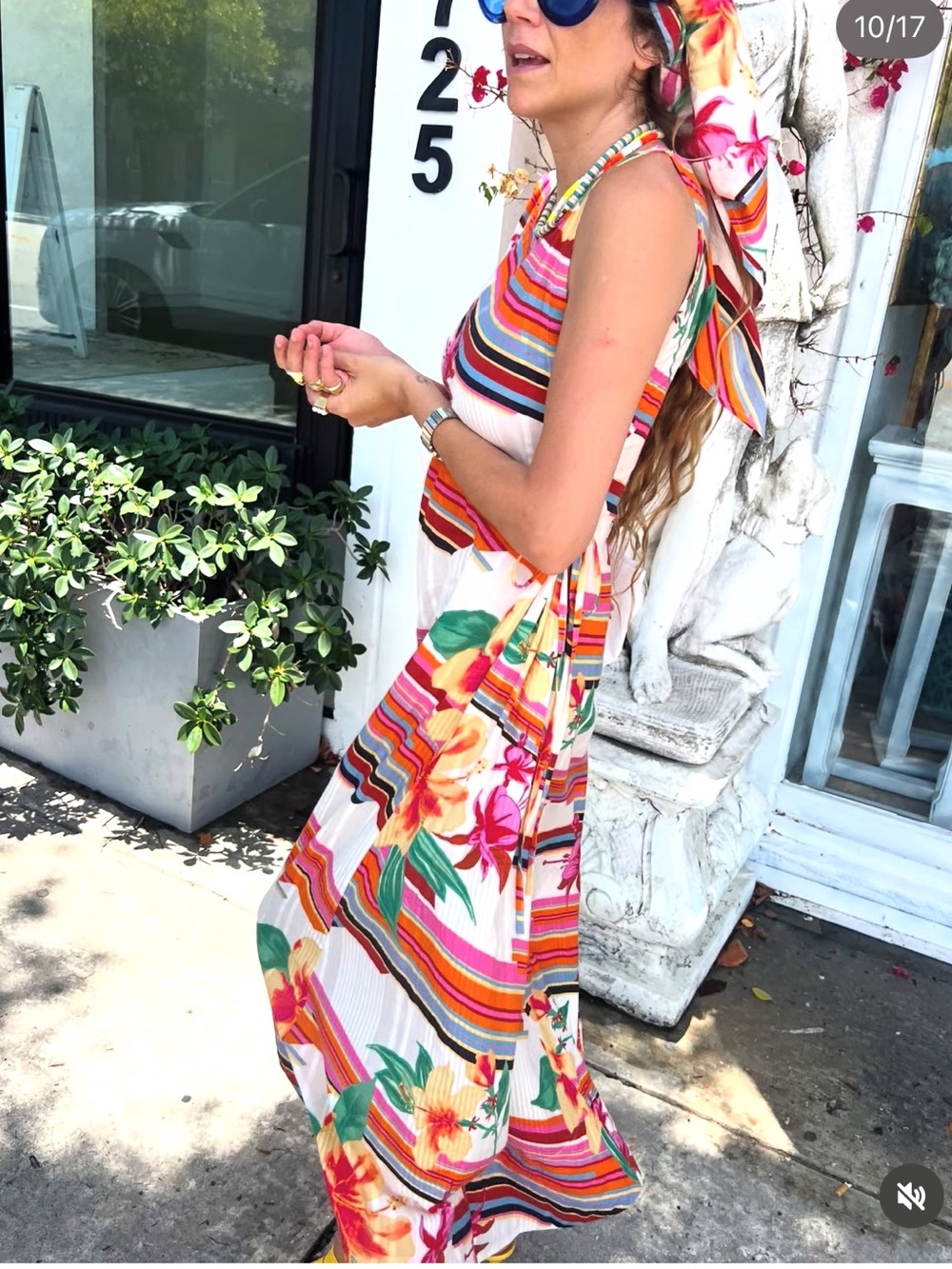 NWT CONIGLIO PALM BEACH LACE UP MIDI DRESS hibiscus stripe 🌺 - Picture 9 of 11